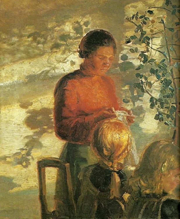 Anna Ancher to smapiger far undervisning i syning Norge oil painting art